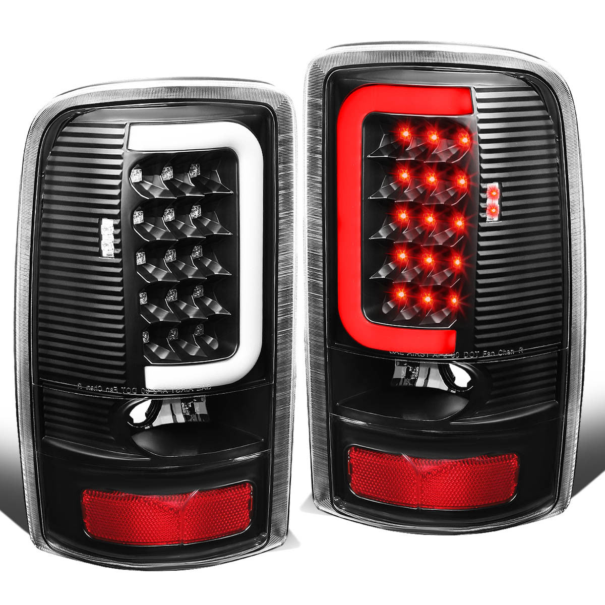 Nuvision Lighting, 00-06 GMC Yukon XL Chevy Suburban 1500 2500 Tahoe LED C-Bar Tail Lights - Black