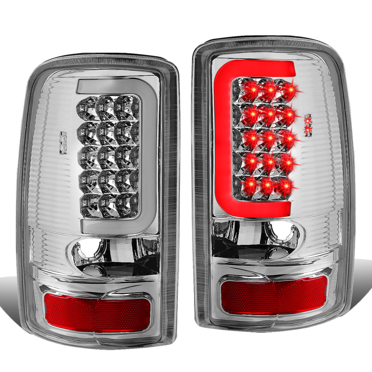 Nuvision Lighting, 00-06 GMC Yukon XL Chevy Suburban 1500 2500 Tahoe LED C-Bar Tail Lights - Chrome