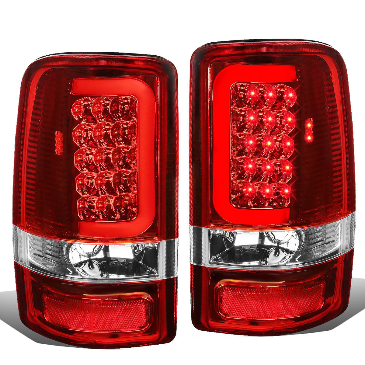 Nuvision Lighting, 00-06 GMC Yukon XL Chevy Suburban 1500 2500 Tahoe LED C-Bar Tail Lights - Red