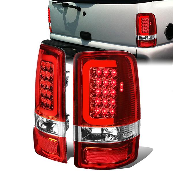 Nuvision Lighting, 00-06 GMC Yukon XL Chevy Suburban 1500 2500 Tahoe LED C-Bar Tail Lights - Red