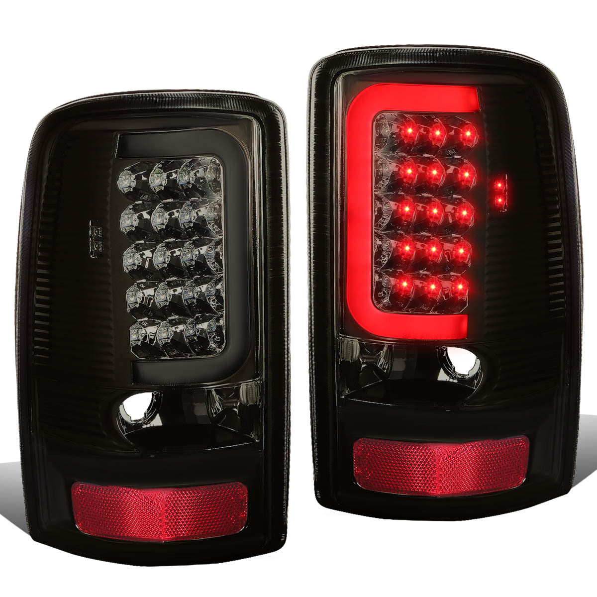 Nuvision Lighting, 00-06 GMC Yukon XL Chevy Suburban 1500 2500 Tahoe LED C-Bar Tail Lights - Smoked