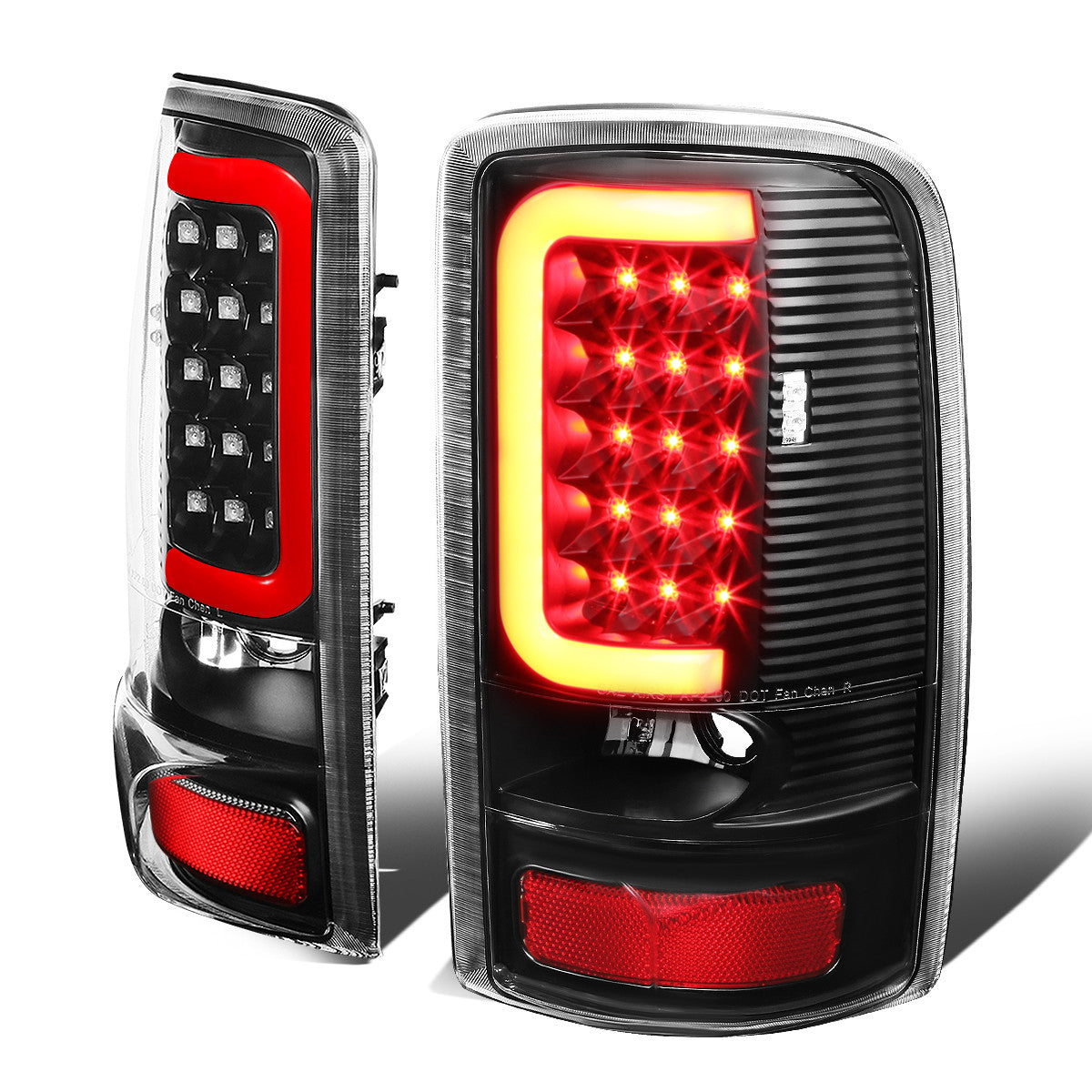 Nuvision Lighting, 00-06 GMC Yukon XL Chevy Suburban 1500 2500 Tahoe LED Red C-Bar Tail Lights - Black