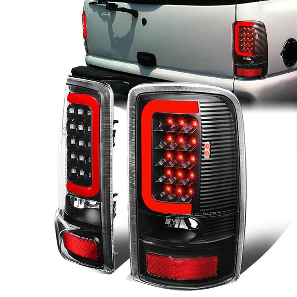 Nuvision Lighting, 00-06 GMC Yukon XL Chevy Suburban 1500 2500 Tahoe LED Red C-Bar Tail Lights - Black