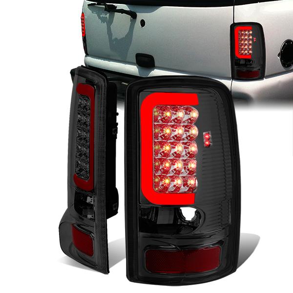 Nuvision Lighting, 00-06 GMC Yukon XL Chevy Suburban 1500 2500 Tahoe LED Red C-Bar Tail Lights - Smoked