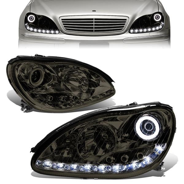 DNA Motoring, 00-06 Mercedes-Benz S350 S430 S500 S55 S65 AMG LED DRL Projector Headlights - Smoked