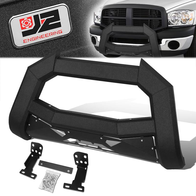 J2 Engineering, 02-05 Dodge Ram 1500 2500 3500 Front Bumper Grille Guard - Carbon Steel