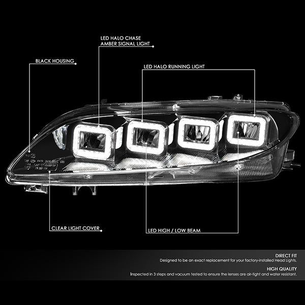 Nuvision Lighting, 03-05 Mazda 6 LED Sequential Chasing Turn Signal Quad Beam Headlights