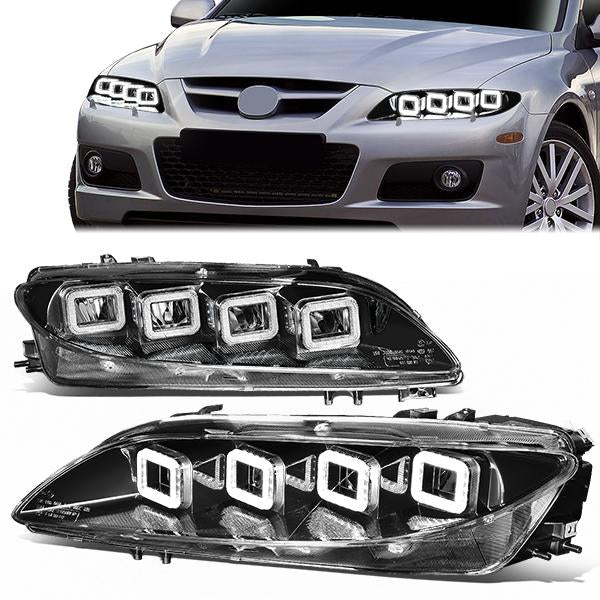 Nuvision Lighting, 03-05 Mazda 6 LED Sequential Chasing Turn Signal Quad Beam Headlights