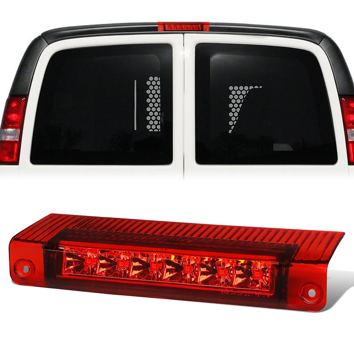 Nuvision Lighting, 03-17 Chevy Express GMC Savana 1500 2500 3500 LED 3rd Brake Light - Red Lens