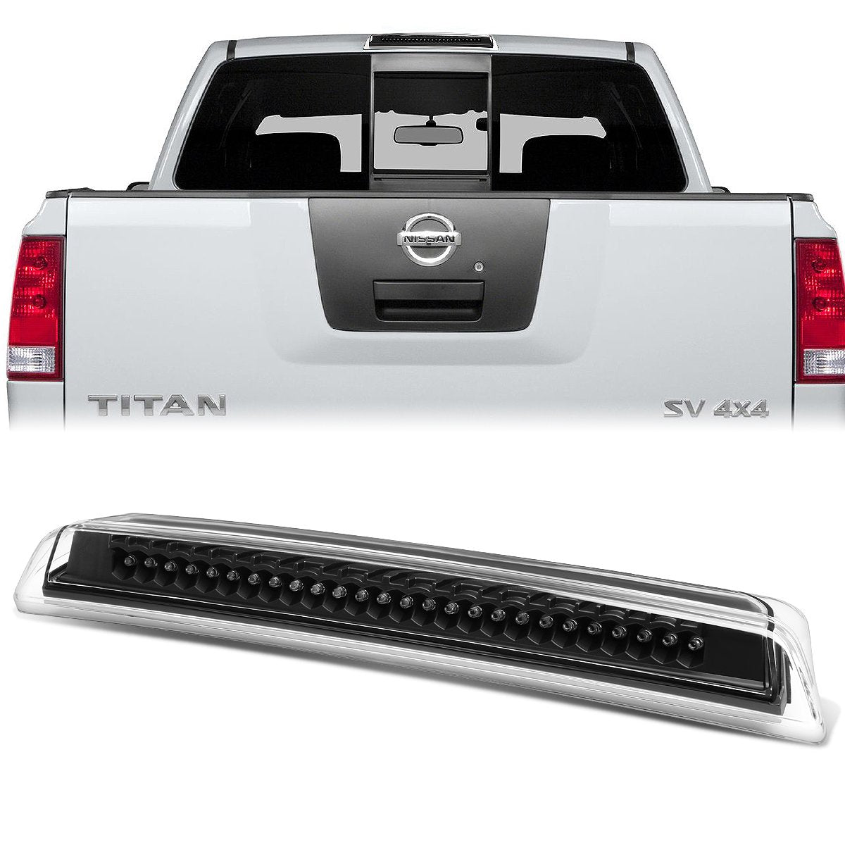 Nuvision Lighting, 04-15 Nissan Titan Frontier LED 3rd Brake Light+Cargo Lamp - Black Housing