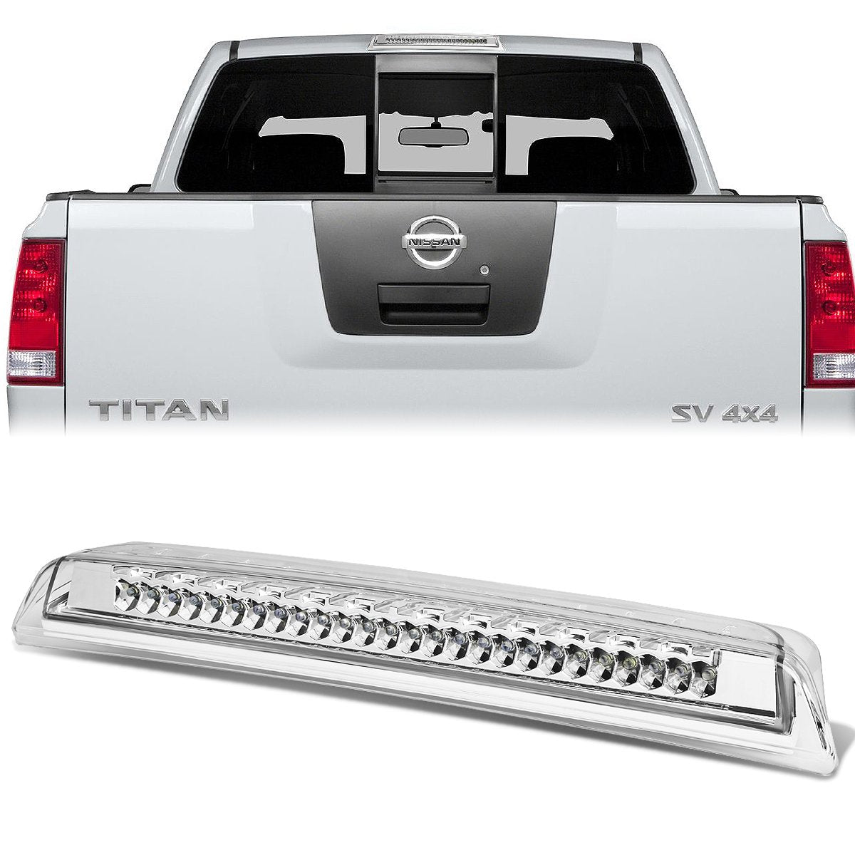 Nuvision Lighting, 04-15 Nissan Titan Frontier LED 3rd Brake Light+Cargo Lamp - Clear Lens