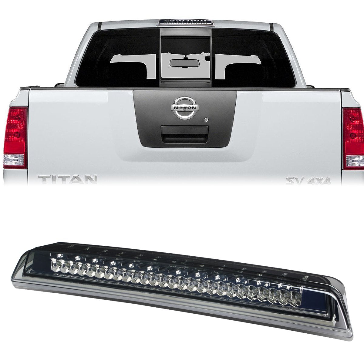 Nuvision Lighting, 04-15 Nissan Titan Frontier LED 3rd Brake Light+Cargo Lamp - Smoked Lens