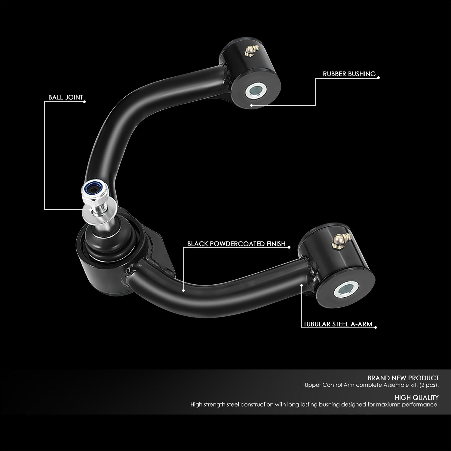 J2 Engineering, 04-22 Ford F150 Lincoln Mark Lt 2-4 in. Lifted Front Upper Control Arms (Black)