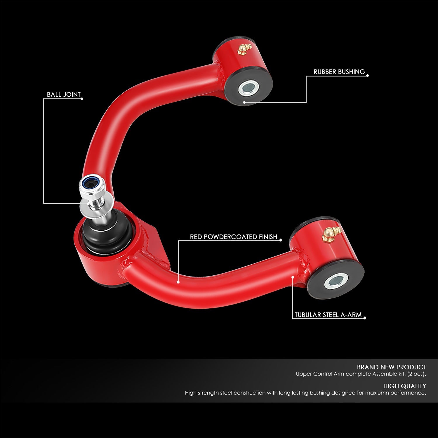 J2 Engineering, 04-22 Ford F150 Lincoln Navigator 2-4 in. Lifted Front Upper Control Arms (Red)