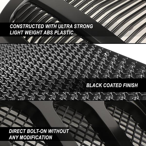 CAAP, 05-07 Ford F250 F350 F450 F550 Super Duty Front Grille+LED Bar - Honeycomb Mesh - Black