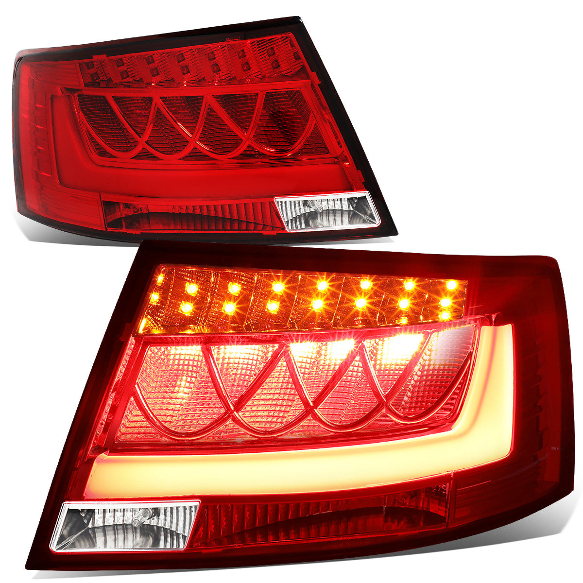 Nuvision Lighting, 05-08 Audi A6 Quattro Sedan S6 LED Bar Rear Brake Tail Lights - Red Housing