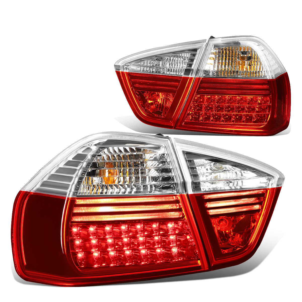 Nuvision Lighting, 05-08 BMW E90 320i 325i 325xi 330i 330xi 335i 335xi Sedan LED Tail Lights - Red/Clear