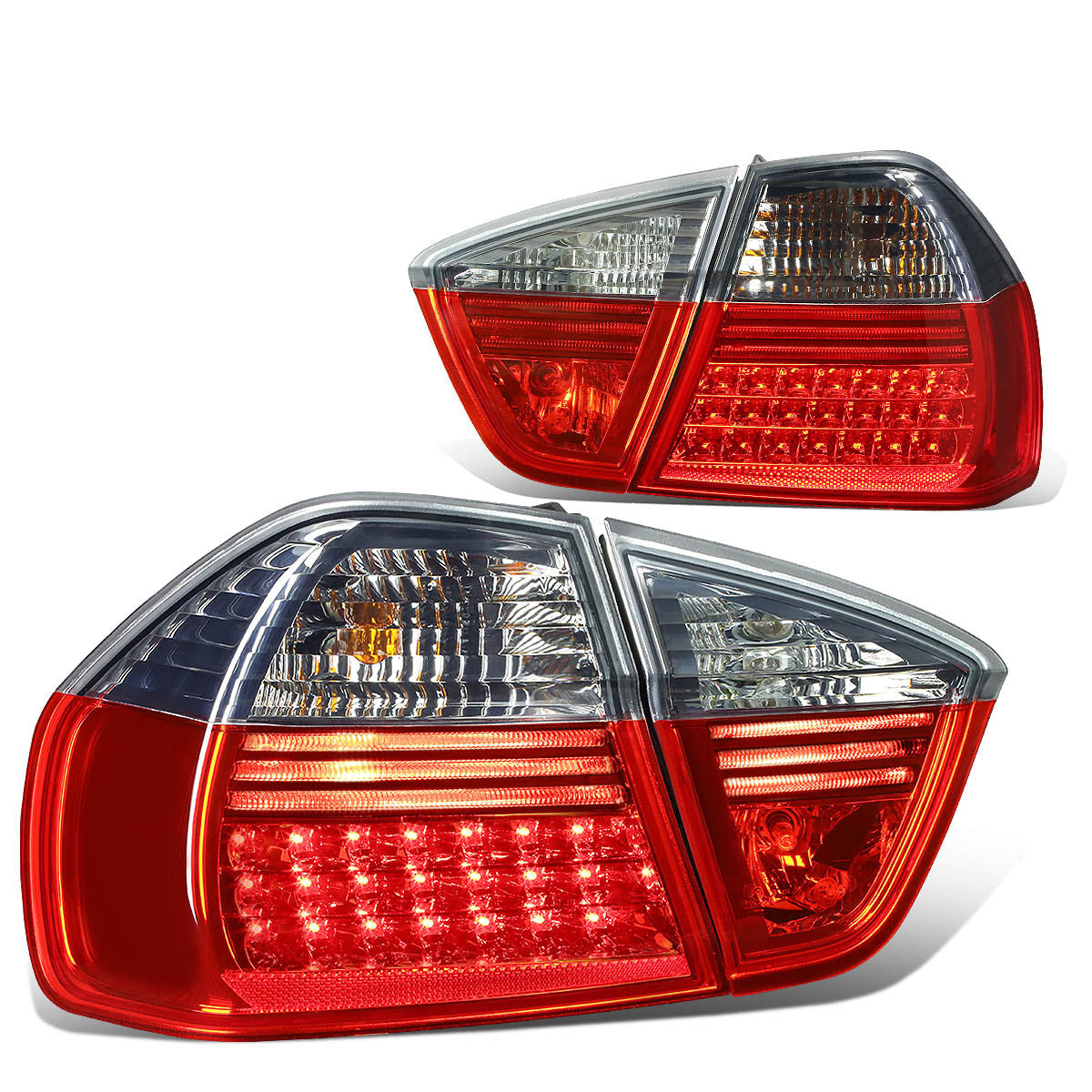 Nuvision Lighting, 05-08 BMW E90 320i 325i 325xi 330i 330xi 335i 335xi Sedan LED Tail Lights - Red/Smoked