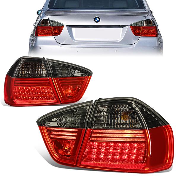 Nuvision Lighting, 05-08 BMW E90 320i 325i 325xi 330i 330xi 335i 335xi Sedan LED Tail Lights - Red/Smoked