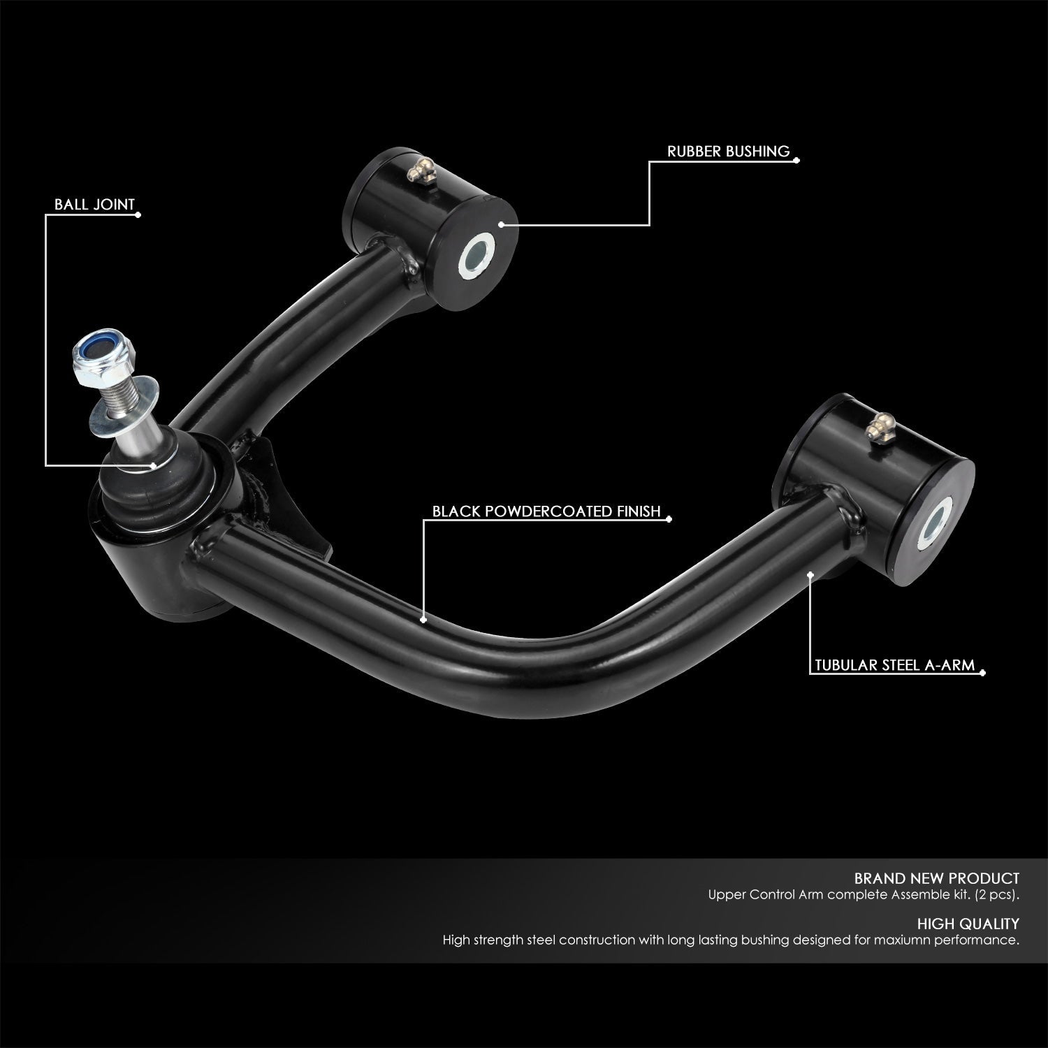 J2 Engineering, 05-22 Toyota Tacoma PreRunner 4WD 2-4 in. Lift Front Upper Control Arms (Black)