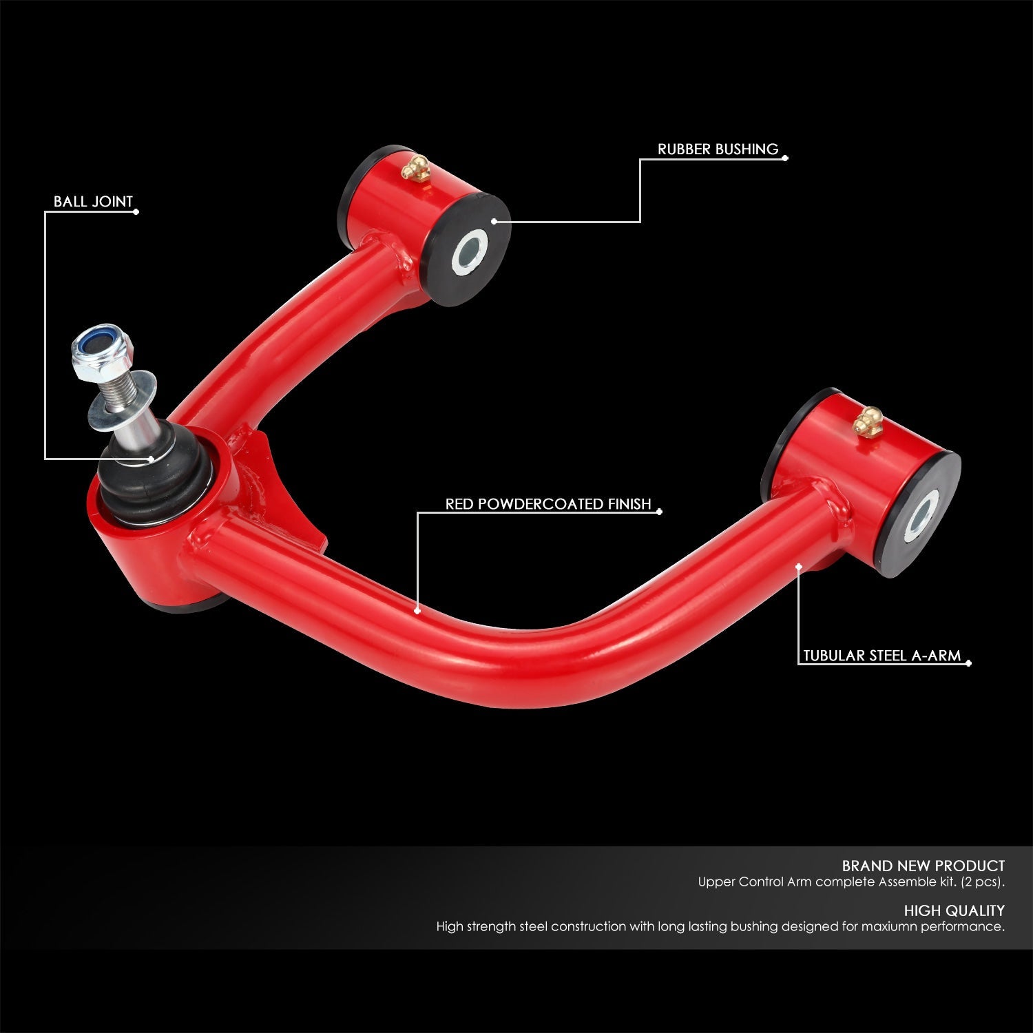 J2 Engineering, 05-22 Toyota Tacoma PreRunner 4WD 2-4 in. Lift Front Upper Control Arms (Red)