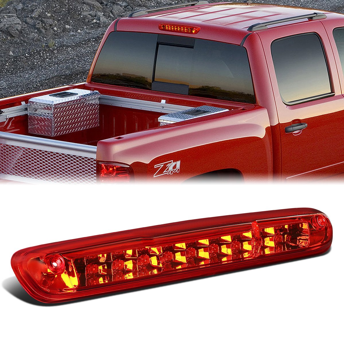 Nuvision Lighting, 07-14 Chevy Silverado GMC Sierra LED 3rd Brake Light+Cargo Lamp - Red