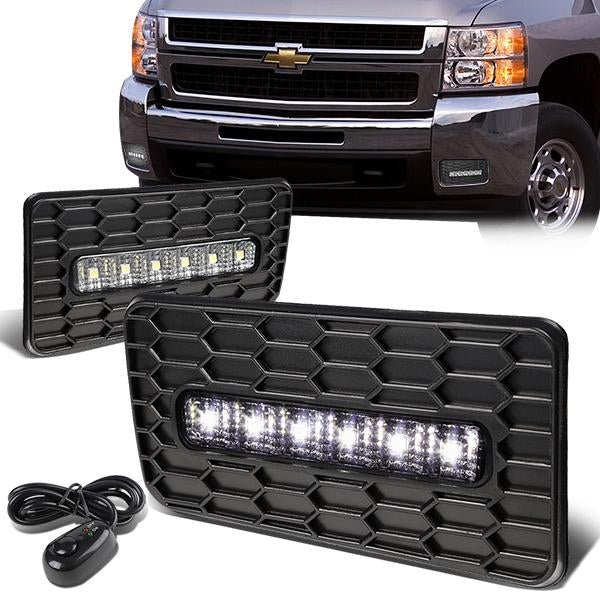 DNA Motoring, 07-15 Chevy Silverado GMC Sierra 1500 2500 3500 HD LED Fog Lights - w/Bezel+Switch