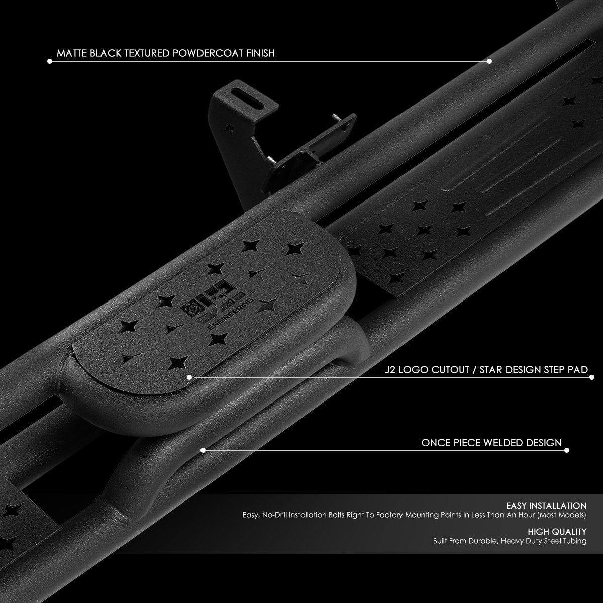 J2 Engineering, 07-17 Jeep Wrangler 4-Dr Unlimited Rocker Panel Guard Nerf Bar Running Boards