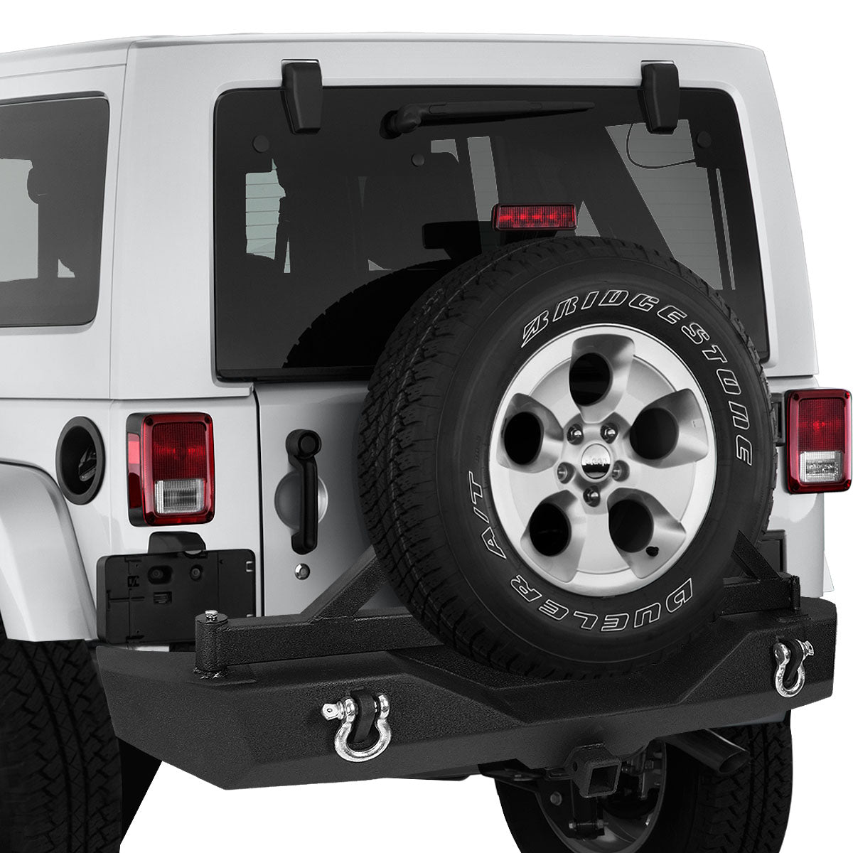 CAAP, 07-17 Jeep Wrangler JK Heavy Duty Steel Rear Bumper w/Hitch Receiver+Tire Carrier