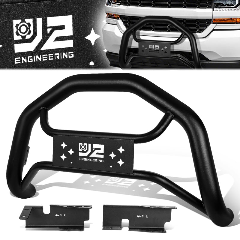 J2 Engineering, 07-18 Chevy Silverado GMC Sierra 1500 Front Bumper Grille Guard - Carbon Steel