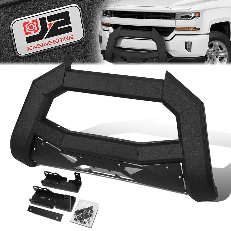 J2 Engineering, 07-18 Chevy Silverado GMC Sierra Front Bumper Grille Guard - Carbon Steel