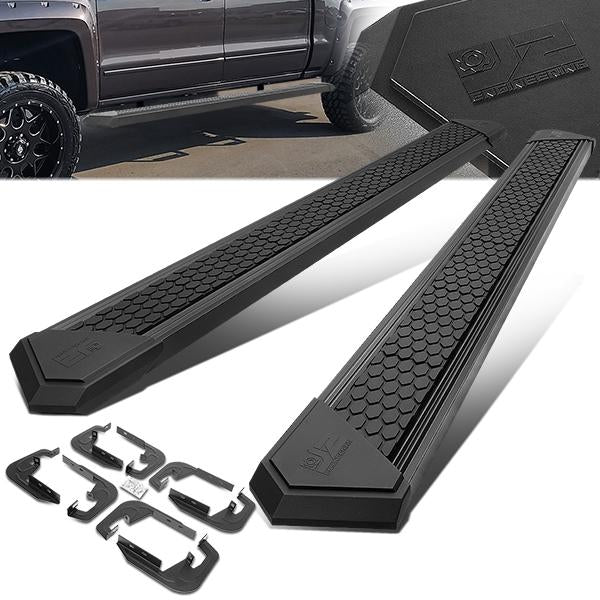 J2 Engineering, 07-19 Chevy Silverado GMC Sierra Crew Cab 8 in. Flat Step Bar Running Boards - Black