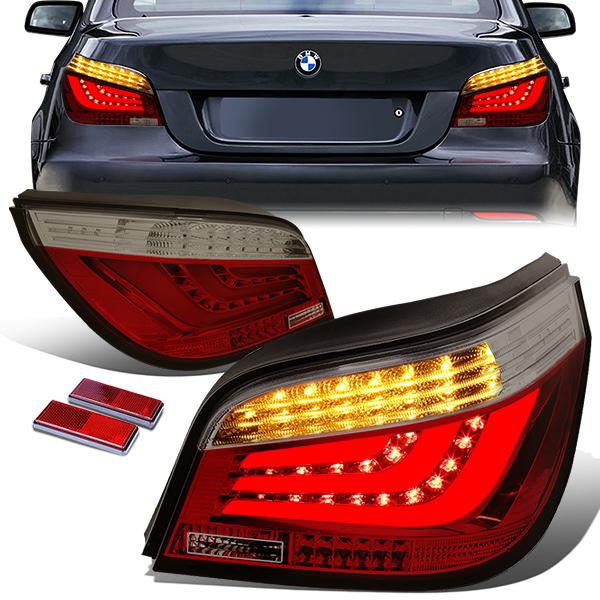 Nuvision Lighting, 08-10 BMW E60 525i 528i 530i 535i 550i M5 Sedan LED Bar Rear Brake Tail Lights - Red/Smoked