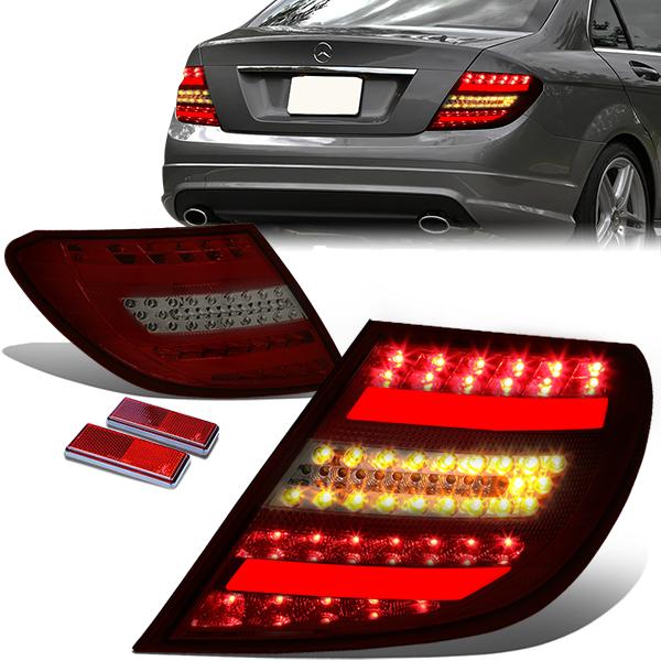 Nuvision Lighting, 08-11 Mercedes-Benz C300 C350 C63 AMG C230 C250 LED Bar Rear Brake Tail Lights - Red Tint