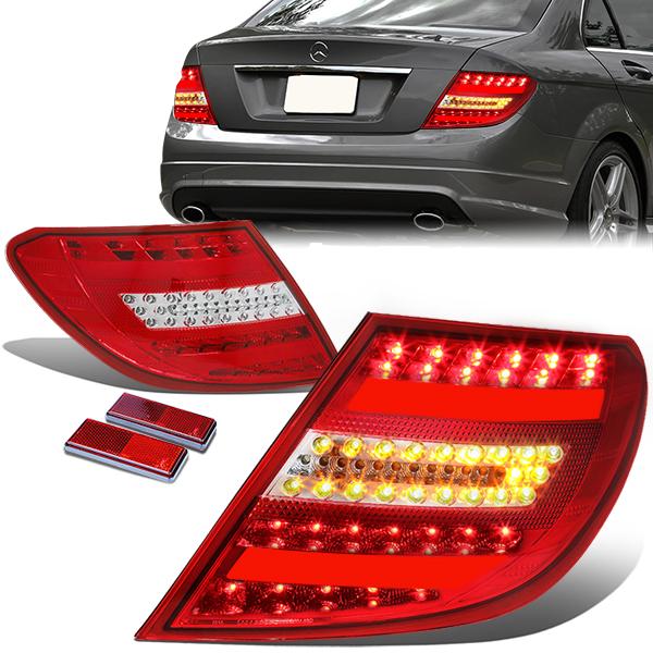 Nuvision Lighting, 08-11 Mercedes-Benz C300 C350 C63 AMG C230 C250 LED Bar Rear Brake Tail Lights - Red