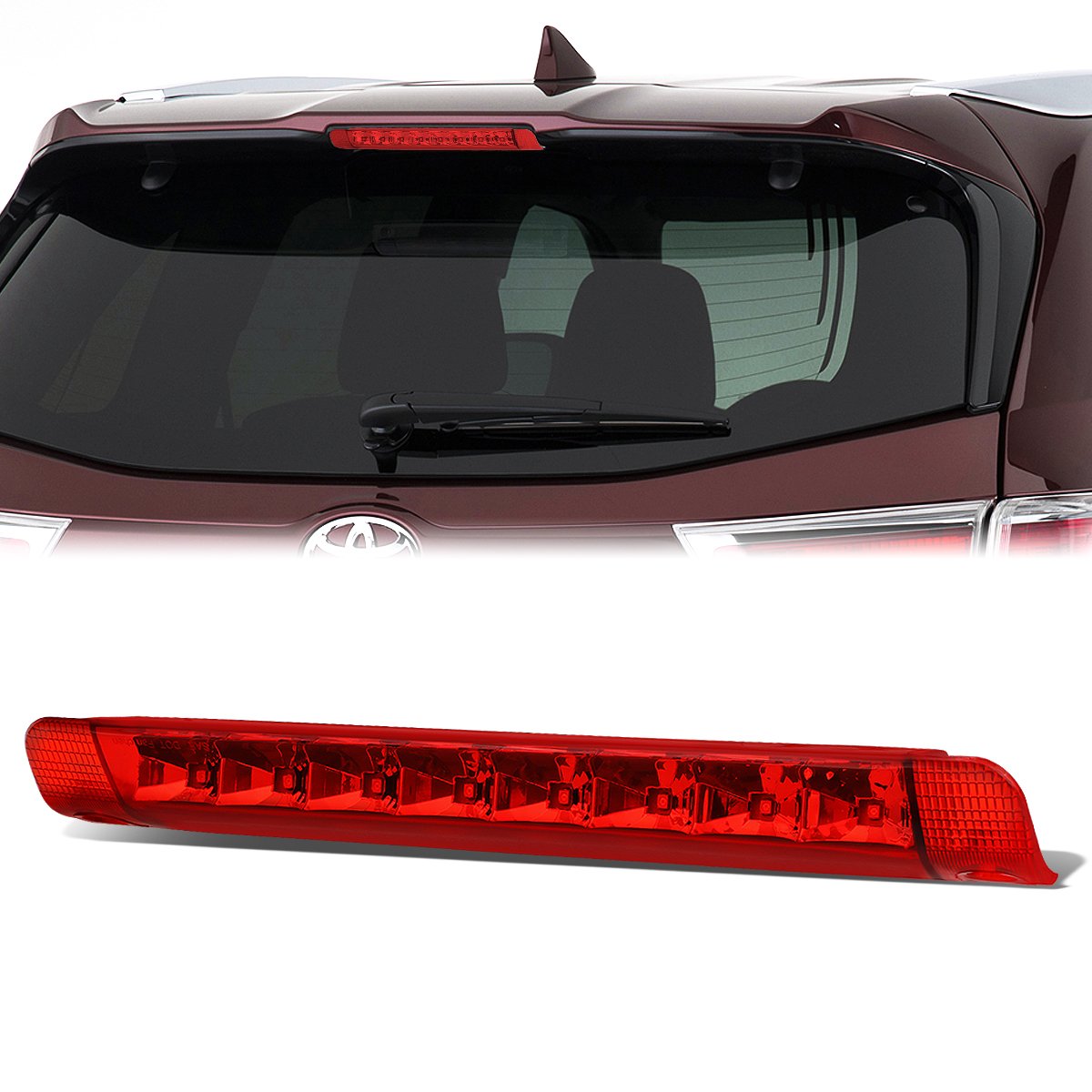 Nuvision Lighting, 08-13 Toyota Corolla Highlander Sequoia RAV4 LED 3rd Brake Light - Red Lens