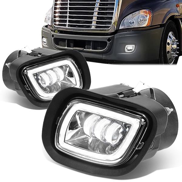 DNA Motoring, 08-17 Freightliner Cascadia Chrome Housing Projector LED DRL Fog Lights