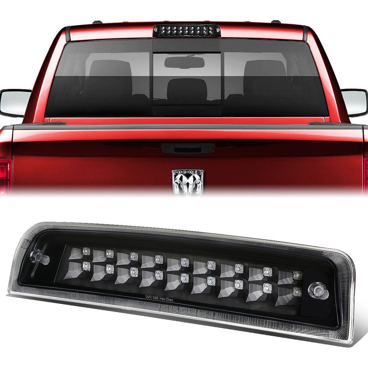 Nuvision Lighting, 09-17 Dodge Ram 1500 2500 3500 LED 3rd Brake Light+Cargo Lamp - Black Housing