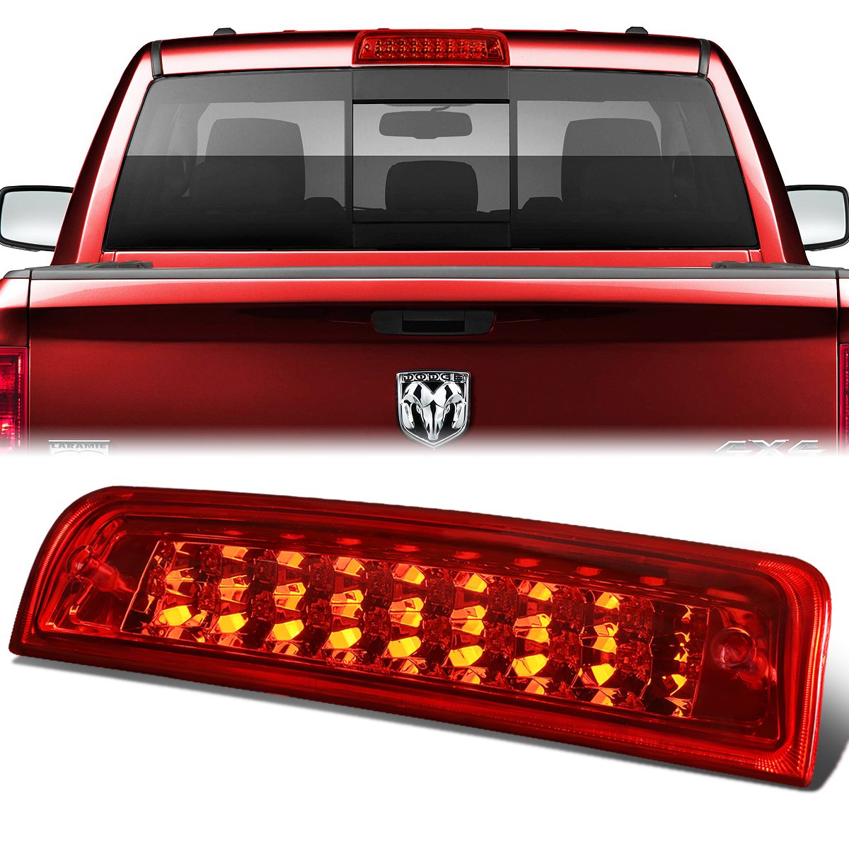 Nuvision Lighting, 09-17 Dodge Ram 1500 2500 3500 LED 3rd Brake Light+Cargo Lamp - Red Lens