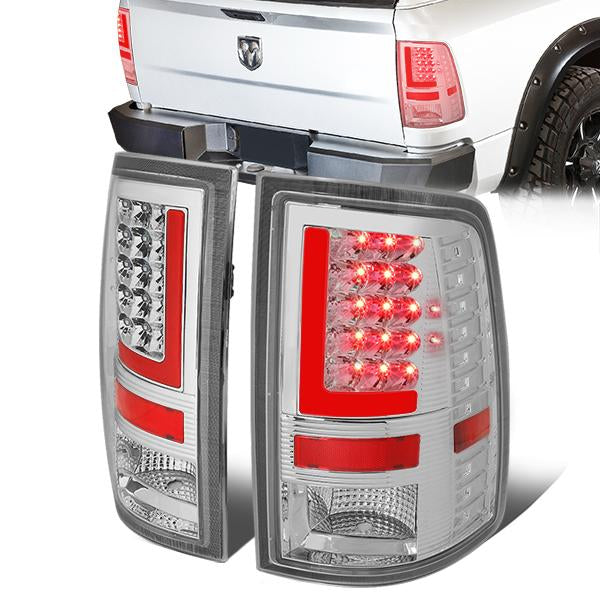 Nuvision Lighting, 09-17 Dodge Ram 1500 2500 3500 Red L-Bar LED Rear Brake Tail Lights - Chrome