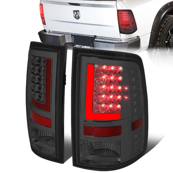 Nuvision Lighting, 09-17 Dodge Ram 1500 2500 3500 Red L-Bar LED Rear Brake Tail Lights - Smoked