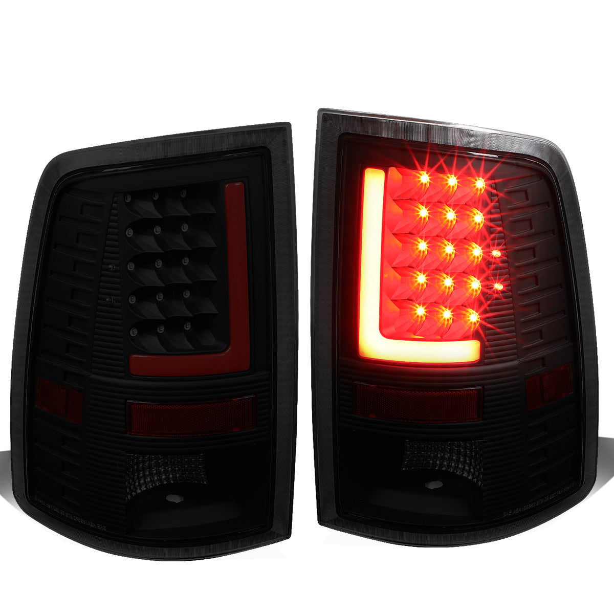 Nuvision Lighting, 09-17 Dodge Ram 1500 2500 3500 Red L-Bar LED Rear Brake Tail Lights - Tinted