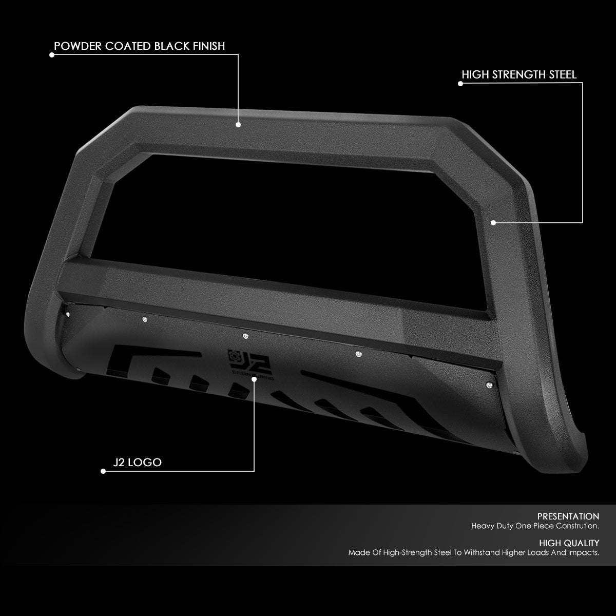 J2 Engineering, 09-22 Ram 1500 (Classic) Diagonal Slat Front Bumper Grille Guard - Carbon Steel