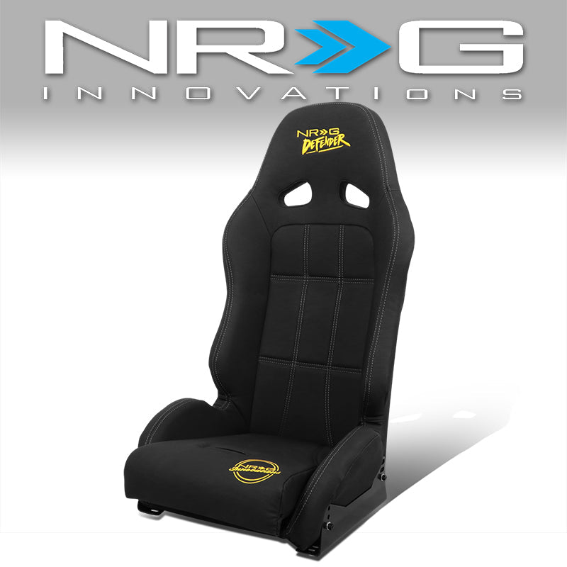 NRG Innovations, 1-Piece Defender Waterproof Vinyl Fixed Back Bucket Racing Seat - DF-100BK-S