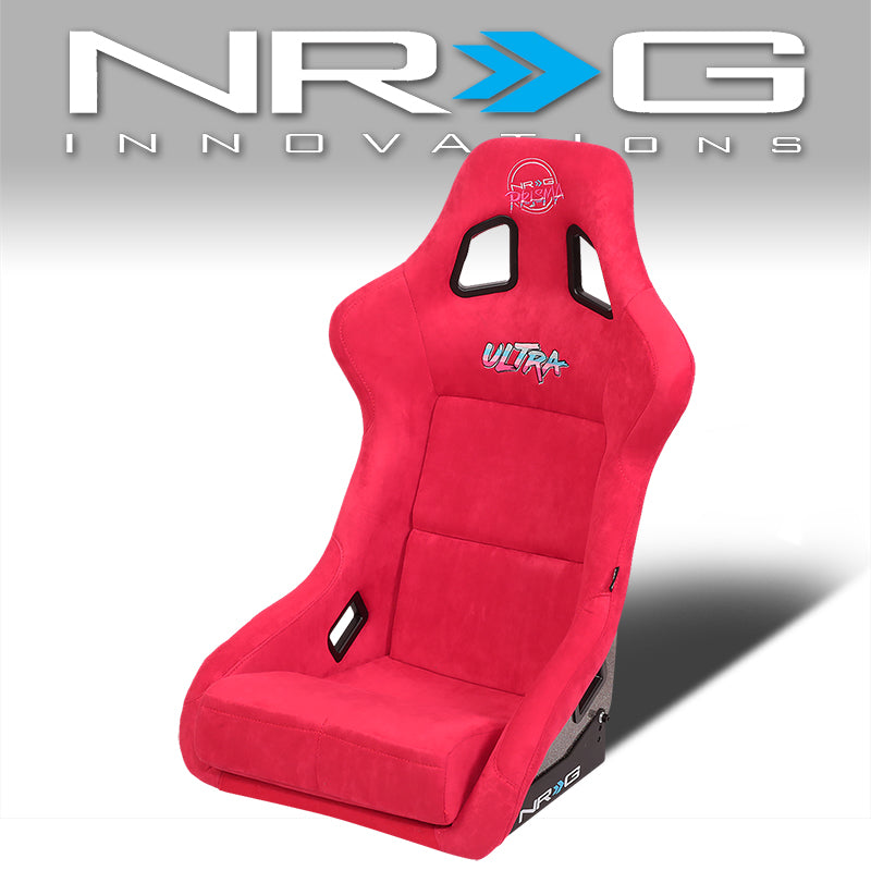 NRG Innovations, 1 Piece Large Alcantara Fabric Prisma Fixed Bucket Racing Seat - FRP-302RD-ULTRA