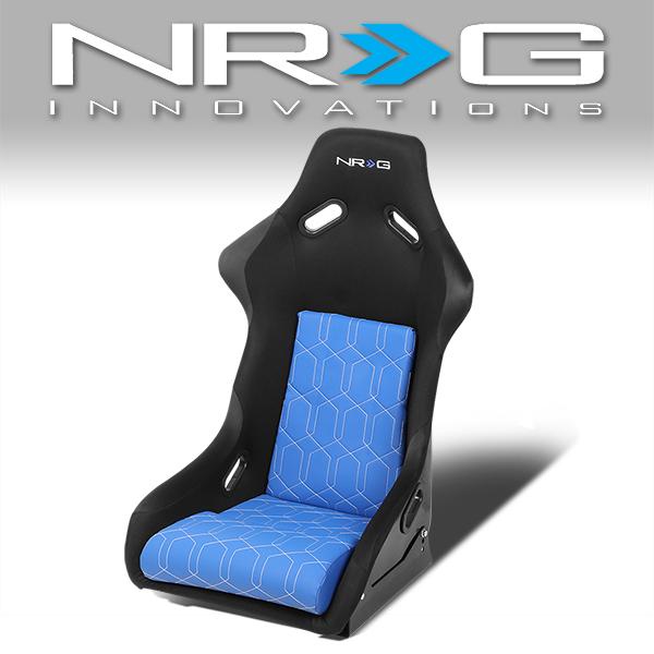 NRG Innovations, 1-Piece Large Blue Cushion Fiber Glass Bucket Racing Seat - FRP-300-GEO-BL