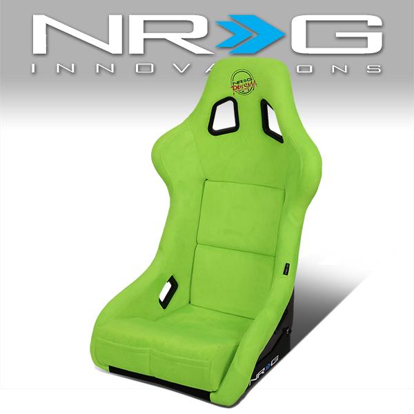 NRG Innovations, 1-Piece Large Green Alcantara Fabric Bucket Racing Seat - FRP-302NG-PRISMA