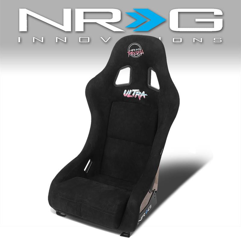 NRG Innovations, 1 Piece Medium Alcantara Prisma Ultra Fixed Bucket Racing Seat - FRP-303BK-ULTRA