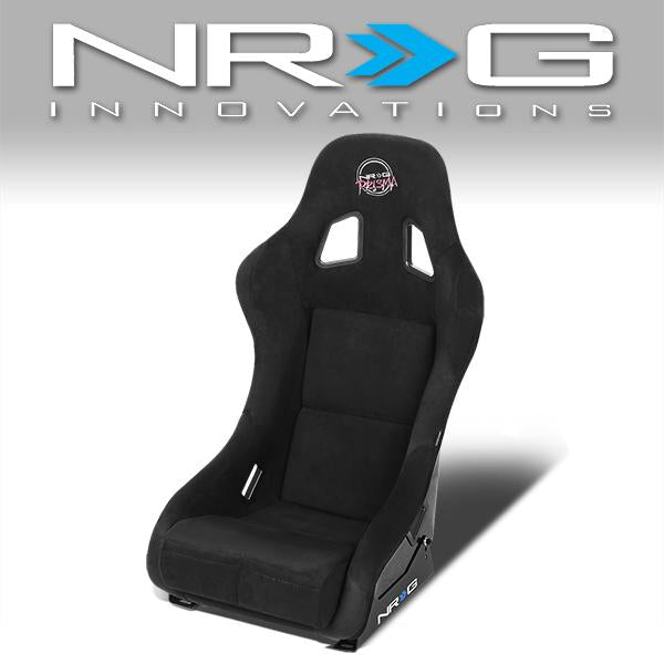 NRG Innovations, 1-Piece Medium Black Alcantara Full Bucket Racing Seat - FRP-303BK-PRISMA