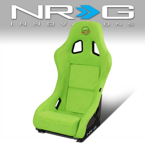 NRG Innovations, 1-Piece Medium Green Alcantara Fabric Bucket Racing Seat - FRP-303NG-PRISMA